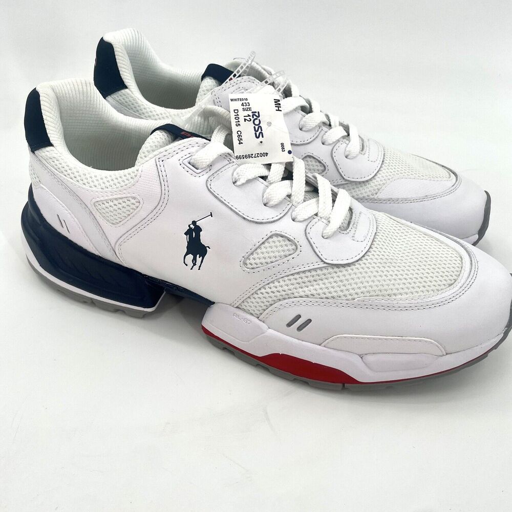 Polo Ralph Lauren Shoes Men Size 12 Colorblocked Jogger Sneakers White Lace up